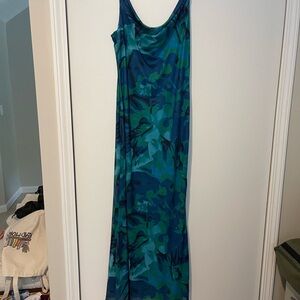 Blue and Green Camouflage Maxi Dress